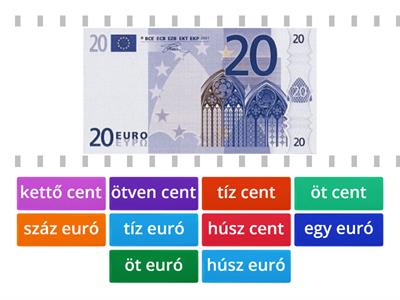 Eurók, centek megismerése