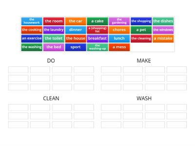 6F - HOUSEHOLD CHORES - DO/MAKE/WASH/CLEAN