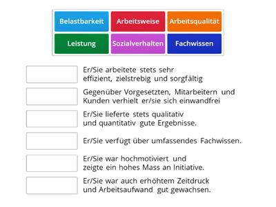 Arbeitszeugnis Kategorien