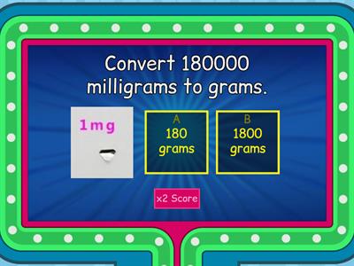 Maths Gameshow(converting weights,probabilty and the mode)