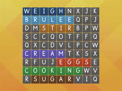 Cooking wordsearch