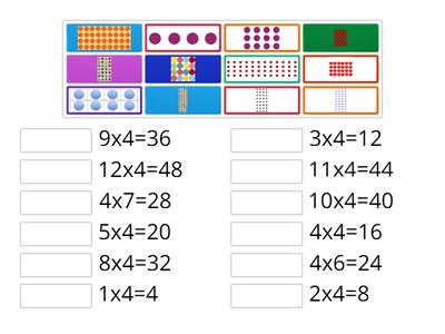 4x Tables Arrays Match up 