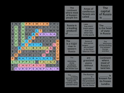  Russia Reading WORDSEARCH