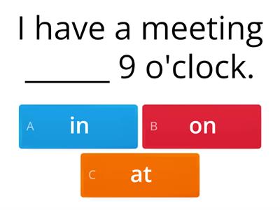 KET Prepositions of time