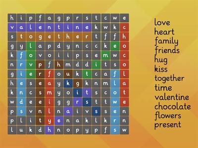 Valentines day word search