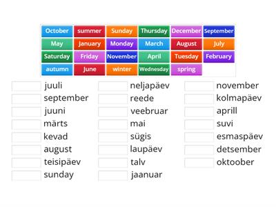 Seasons, months and years