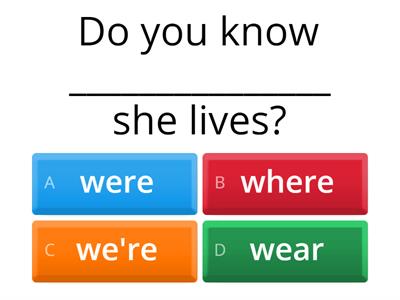 Confusing words - where, were, wear, we're