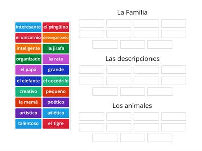 Chapter 1--Edi el Elefante: Family/Descriptions/Animals Sort