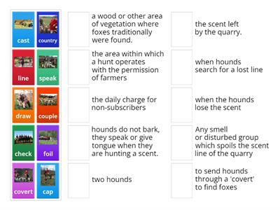 Match up Fox Hunting - Hunting Terms #SEWALES