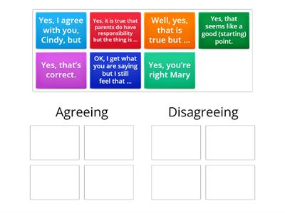 Expressions for agreeing and disagreeing