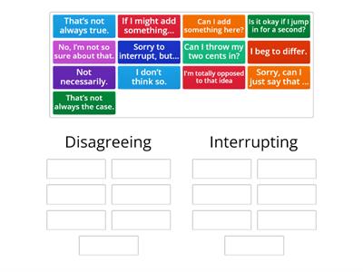 Phrases for disagreeing and interrupting