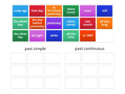 Past simple/past continuous time markers