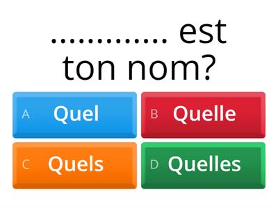 QUEL/QUELLE/QUELS/QUELLES