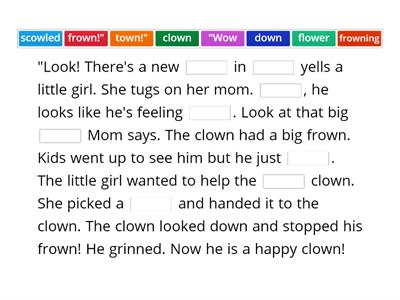 The Frowning Clown-phonics practice