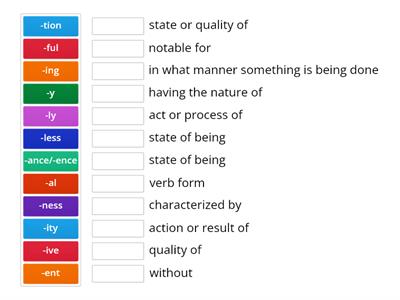 Match the suffix with its meaning