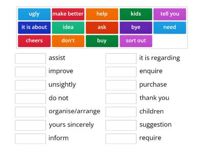 Formal and informal language for letter