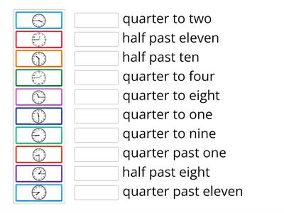 Quarter to - Quarter past - Half past