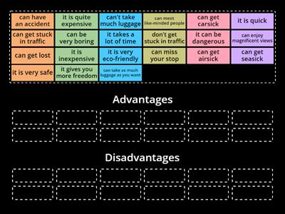 Advantages and Disadvantages of Various Means of Transport