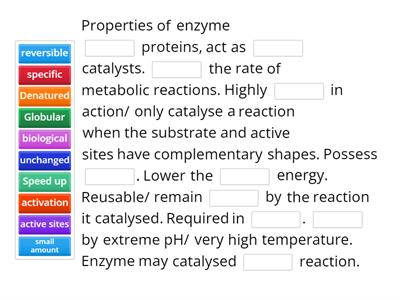 Describe the properties of enzyme and how pH can affect the rate of enzyme-catalysed reaction