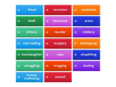 Crimes: criminals and verbs