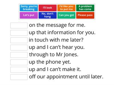 Phone conversation phrasal verbs