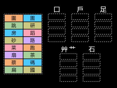 一年級部首 囗,戶,石,艹,足