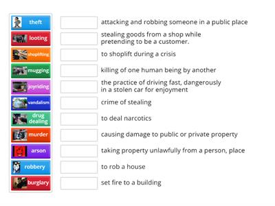 Crime vocabulary - types of crime (UNIT 9)