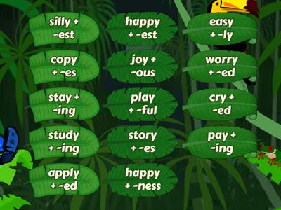 Review 'changing <y> to <i>' suffixing convention (words from The Morphology Project)