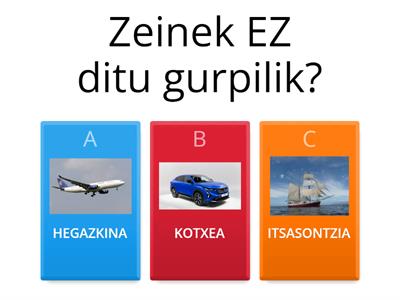 Haur hezkuntzako 5 urteko gelan garraioen proiektua landu dugu eta formulario honen bidez ikasitakoa ebaluatuko dugu.