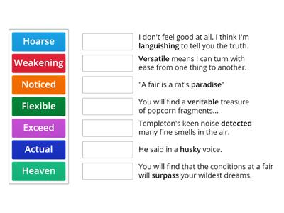 Charlotte's Web-Synonym Matching Game