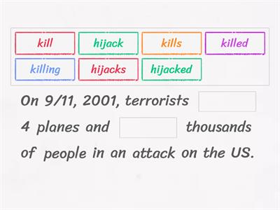 9/11 events - regular verbs