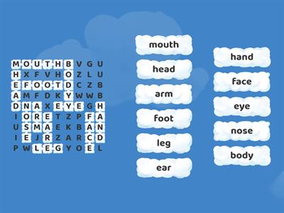Body Parts. Word Search
