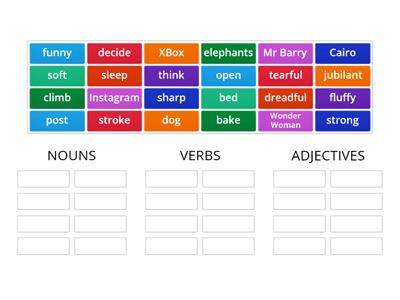 Nouns Verbs Adjectives