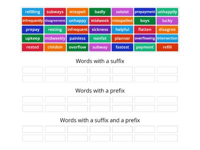 Barton 6.14 review of affixes: prefix suffix sort