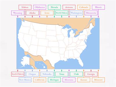 United States of Americas' states names (Labelled diagram) [Part 1]