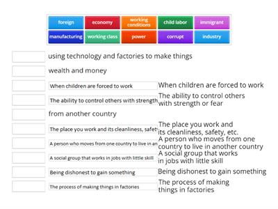 Child Labor/ Immigration vocab