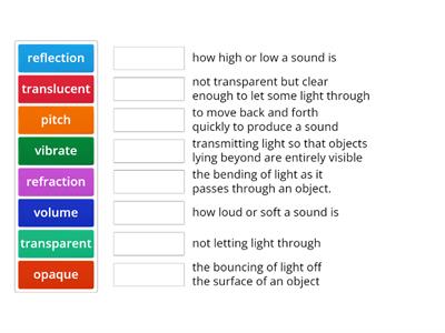 Sound and Light Vocabulary