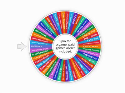 Roblox Category: Most Engaging Random Game Wheel