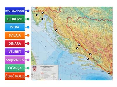 slijepa karta primorske hrvatske- reljef