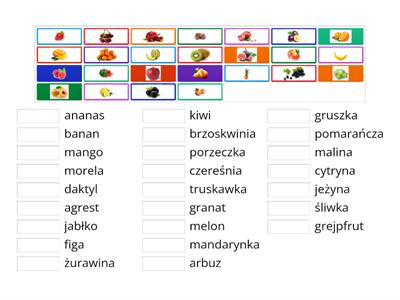 Język ukraiński - owoce  / фрукти  