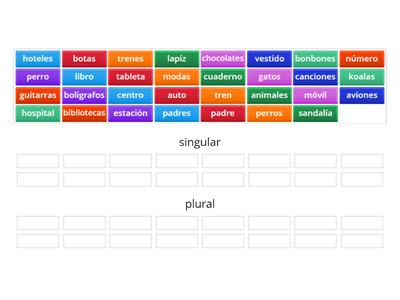 Practicar singular y plural