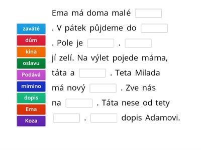 Čti a doplň správné slovo