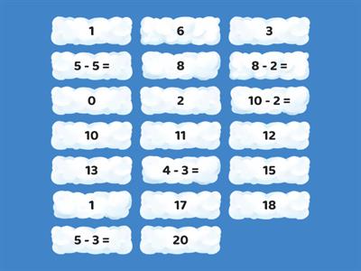  Subtraction 1-10  มีเลขหน้าป้าย