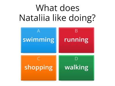 Nataliia goes swimming