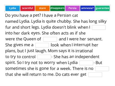 8.1 My Persian Cat, Student p. 10 IA, IAN, TI, SI, CI