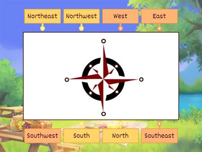 Compass Rose w/ Cardinal & Intermediate Directions 