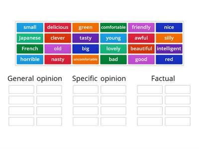 Word order adjectives Opinion/Factual