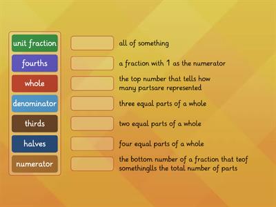 Fraction Vocabulary Match Game