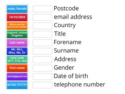 Personal Information for forms 