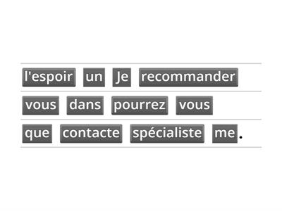 Ordre des mots dans la phrase : expression du but